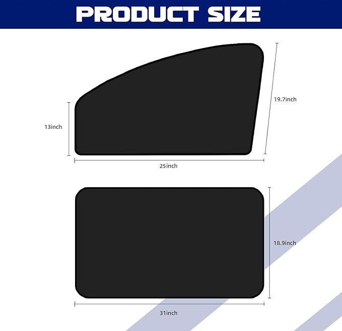 NTNEV Car Side Window Sun Shades, Shades with Magnets, Shade for Baby, Strong-Light Blocking & UV Protection Privacy Covers Auto Accessories (Double-sided Black)
