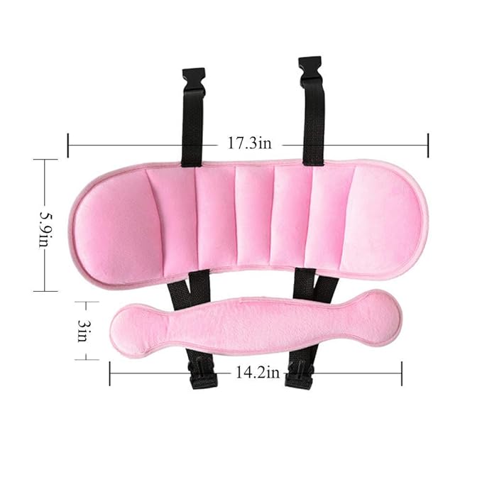Toddler Car Seat Head Support Neck Pillow Strap - Kids and Baby Safety Neck Relief Head Support Band Sleep Strap with Adjustable Belt, Pink