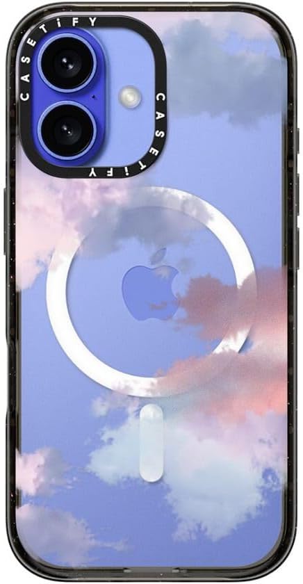CASETiFY Impact Case for iPhone 16 [Slim / 8.2 ft. 4X Military Grade Drop Protection/Compatible with Magsafe] - Clouds - Clear Black