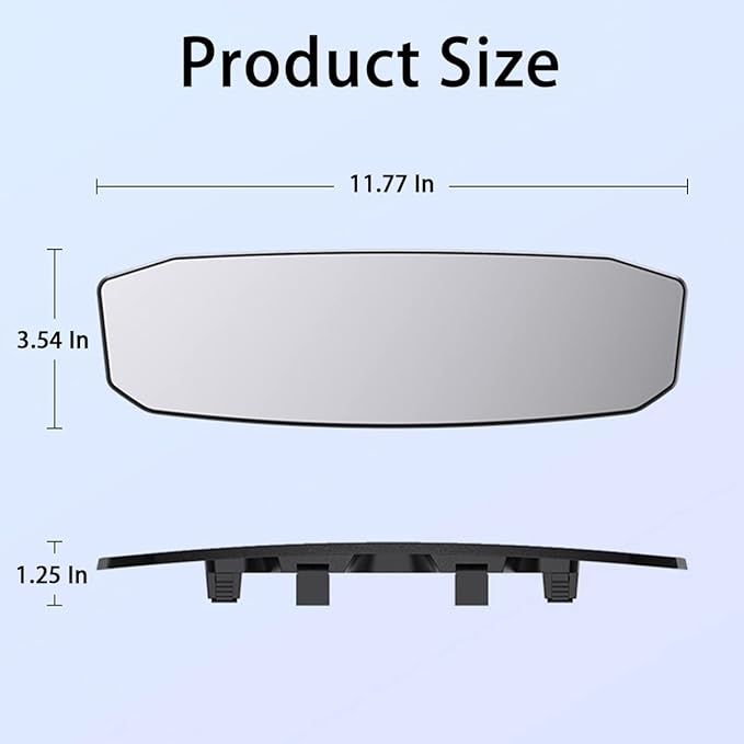 Car Rear View Mirror, 12 Inch Car Interior Panoramic Convex Rearview Mirror, Clip-On HD Wide Angle Extended Curved Mirror, Reduce Blind Spot Effectively, Universal Car Accessories (Irregular White)