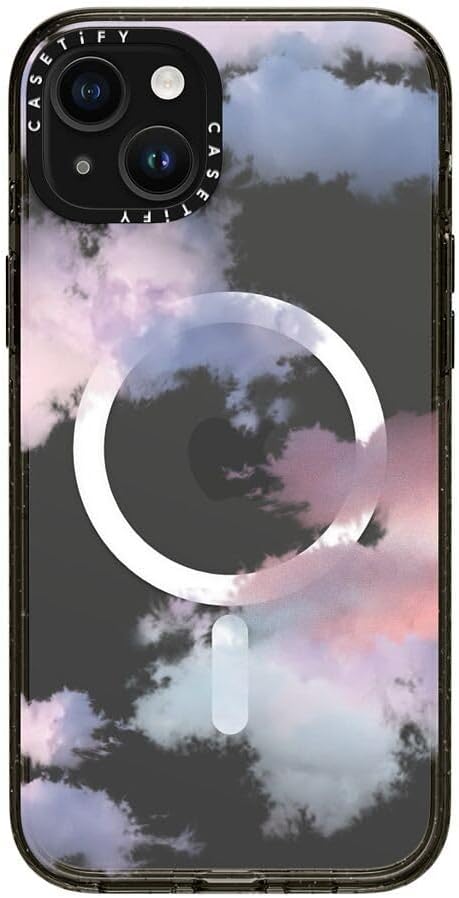 CASETiFY Impact iPhone 15 Plus Case [4X Military Grade Drop Tested / 8.2ft Drop Protection/Compatible with Magsafe] - Cloud Prints - Clouds - Clear Black