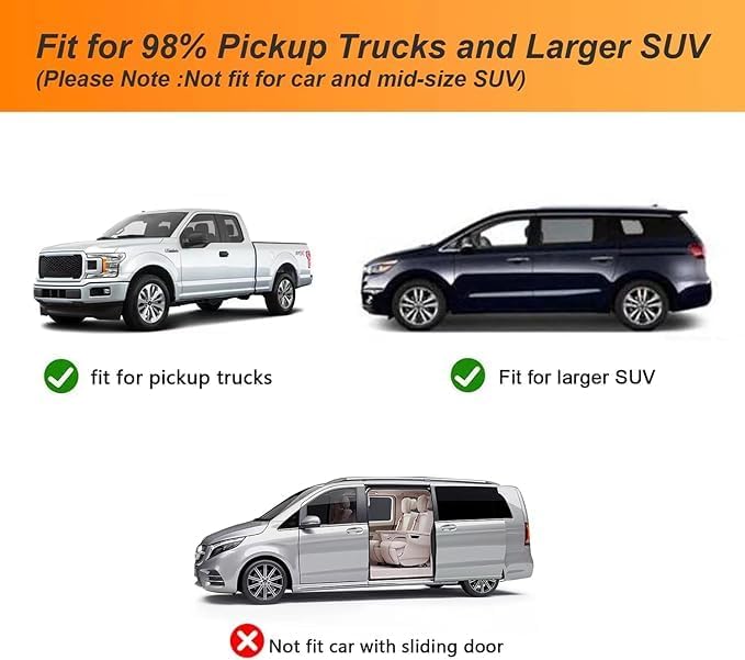 Car Rear Side Window Shades for Pickup Trucks,7 Seats Larger SUVs, Super Stretchy Mesh Car Sun Shades Mosquito Nets Covers, Anti-Sun Glare, Reduce UV Rays,Privacy Protecstion,2 Pack
