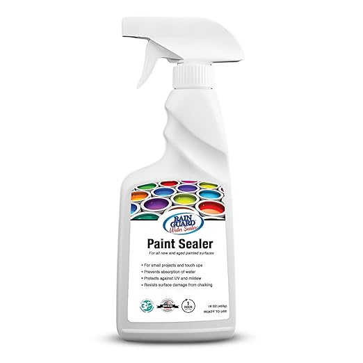 Rain Guard Paint Sealer Spray 16 oz | Ready to Use | Protects Painted Concrete, Wood, Stone | Silane/Siloxane Acrylic Waterproofer | UV Resistant | Fast Drying | Semi-Satin Finish