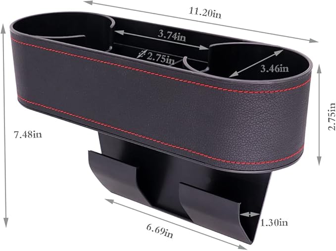 Car Cup Holder Seat Gap Organizer, Multifunctional Cup Drink Holders with PU Leather Cover,Side Insert Center Console Gap Filler Storage Box for Mug Bottle CellPhones Keys Coffee Coasters Cards