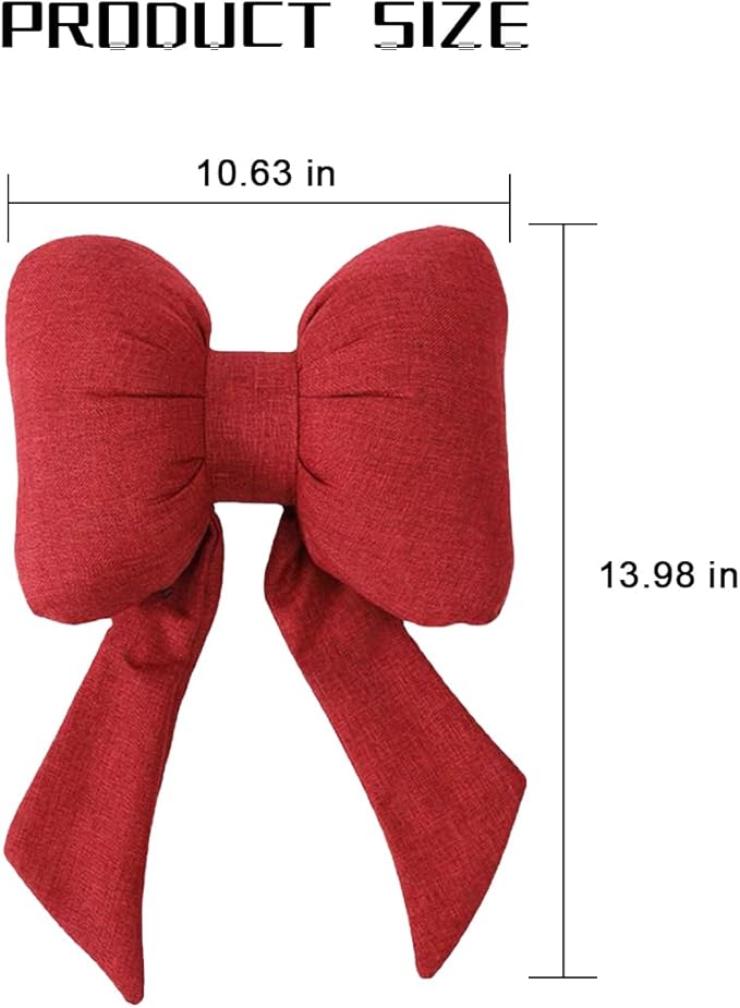 Bow Car Headrest Pillow, Breathable Memory Foam Vehicle Neck Pillow with Adjustable Strap, Ergonomic Auto Neck Support Cushion for Pain Pressure Relief, Universal for Most Cars (Red)