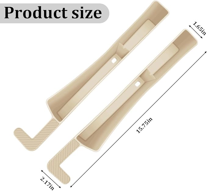 Car Seat Gap Filler, 2PCS Anti-Drop Multifunctional Vehicle Seat Side Space Organizer with 2 Storage Areas, Automotive Interior Chair Side Plug Strip, Universal for SUV Sedan Truck (Beige)