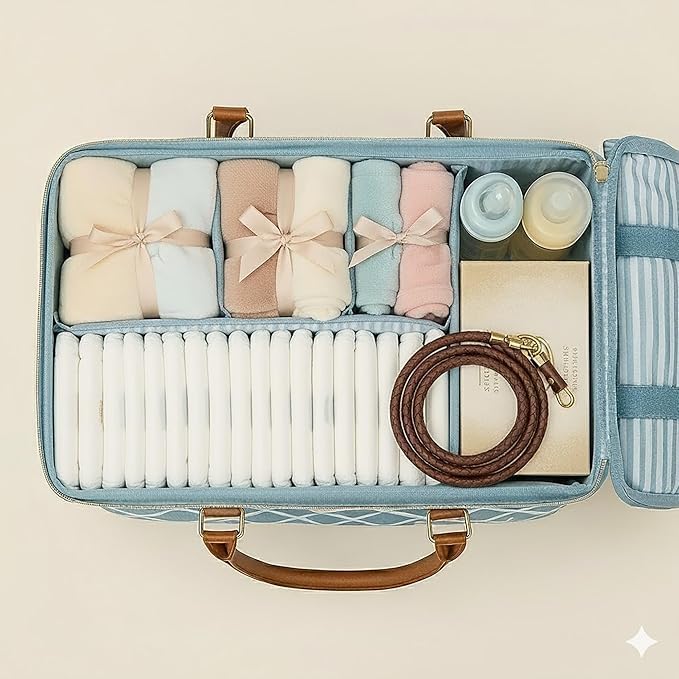 DOKUS & CO Luxe Diaper Caddy Organizer, Extra Large Collapsible Nursery Storage Tote for Baby Essentials & Travel