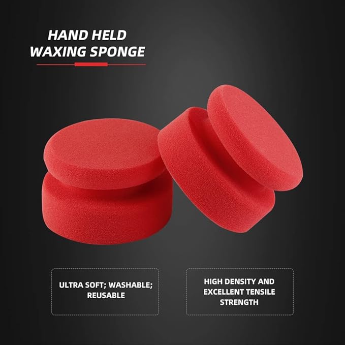 SPTA Tire Shine Applicator, 6Pcs Foam Applicator Pads, Round Shape Side Pressing Hand Polishing Sponge Pads Kit Tire Shine Applicator Pad Tire Dressing Applicator Pad for Applying Tire Shine