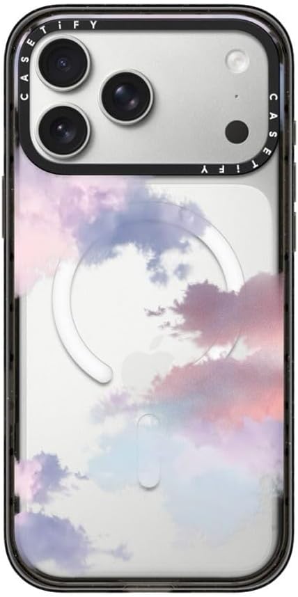 CASETiFY Impact iPhone 17 Pro Max Case [Slim/Compatible with Magsafe / 8.2 ft. 4X Military Grade Drop Protection] - Clouds - Clear Black