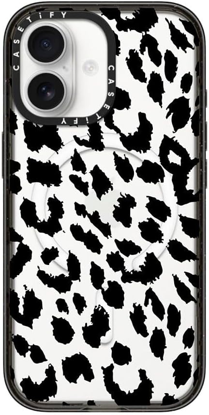 CASETiFY Impact iPhone 17 Case [Slim/Compatible with Magsafe / 8.2 ft. 4X Military Grade Drop Protection] - Lacie Leopard - Clear Black