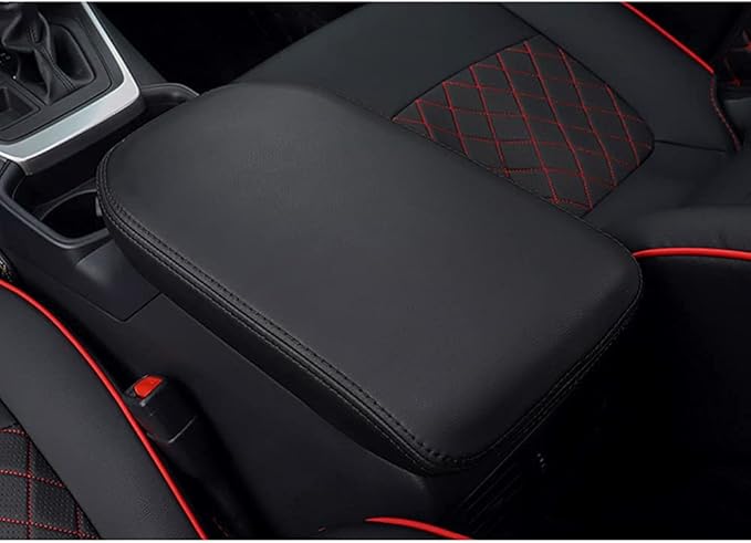 INTGET Center Console Armrest Cover for 2025 Toyota RAV4 Accessories 2024 2023 2022 2021 2020 2019 Leather Middle Console Lid Cover Pad Protector Elbow Arm Rest Covering Car(Black)