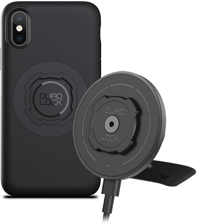 Quad Lock Adhesive Dashboard/Console Car Phone Holder Kit with MAG Wireless Charging Head V2 and MAG Phone Case for iPhone X/XS