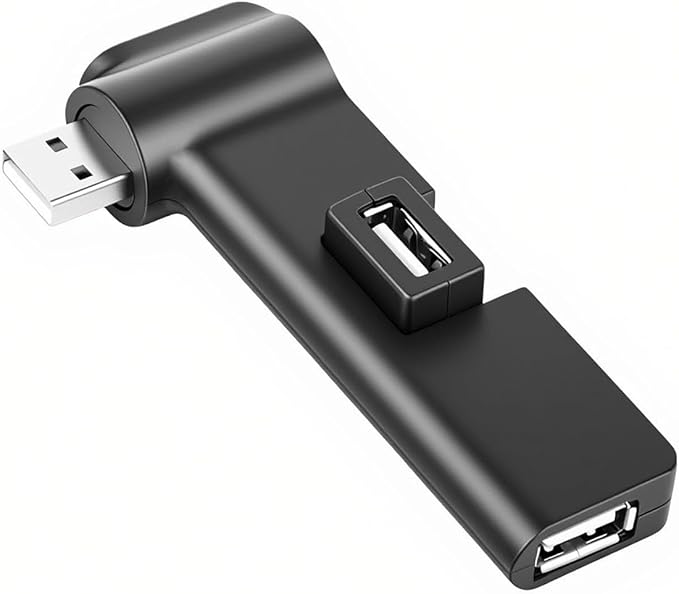 Mini USB 2.0 Hub 4 Port USB Hub,[90°/180° Degree Rotatable] USB Hub USB Extension for Mouse, Keyboard, Hard Drive or More USB Devices - Black