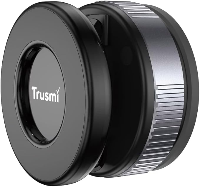 Trusmi Vacuum Magnetic Car Phone Holder - 16N Ultra-Strong Magnet Suction Cup Mount for Windshield & Glass, 360° Rotatable Manual Vacuum Adsorption Phone Stand for iPhone MagSafe & Android - Black