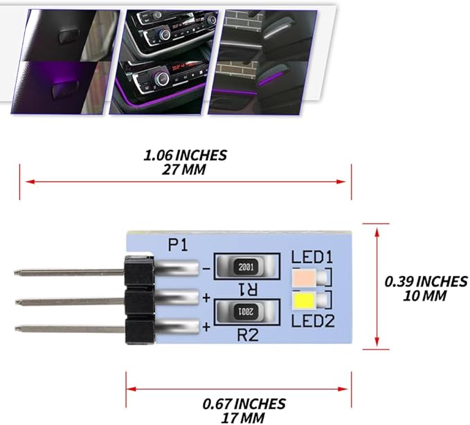 NJSBYL 2PCS Purple-White Interior Ambient Lighting Circuit Board for B-MW 2 3 4 5 7 Series M2 M3 M4 X5 X6 X7 Pre-LCI LCI B-Pillar Front Seatback Sound Climate Control Lamp LED Light Replacement