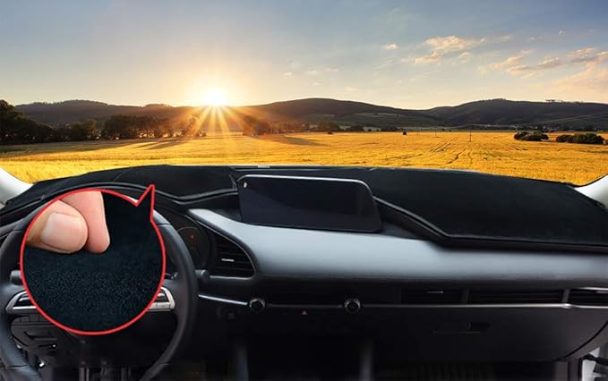 Beerte Black Car Dashboard Center Console Cover Fit for Mazda 3 Sedan&Hatchback 2019 2020 2021 Protector Sunshield Cover Dash Mat Pad (Flannel)