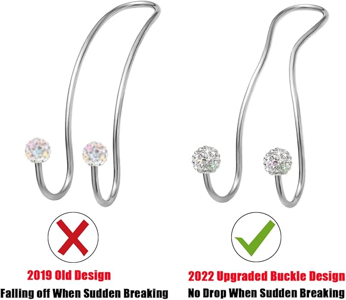 MTGOCHA Bling Purse Hook for Car Headrest, Upgraded Cute Car Seat Hooks for Bag Handbag, Durable Stainless Auto Purse Hanger Holder 2 Pack, White