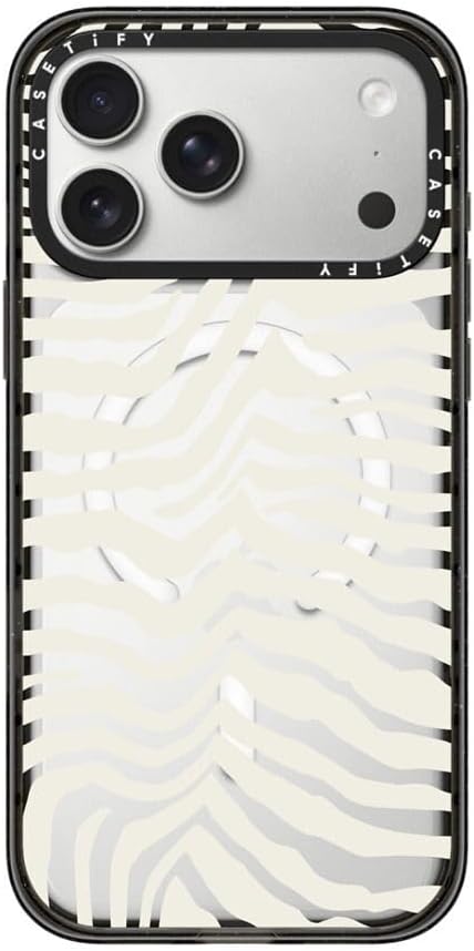 CASETiFY Impact iPhone 17 Pro Max Case [Slim/Compatible with Magsafe / 8.2 ft. 4X Military Grade Drop Protection] - Zebra Stripe - Clear Black