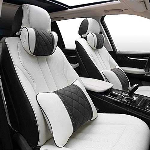 LUNDA Luxury Car Neck Pillow Car Travel Neck Rest Pillows Seat Cushion Support Napa Leather for Mercedes Benz S-Class headrest (Black