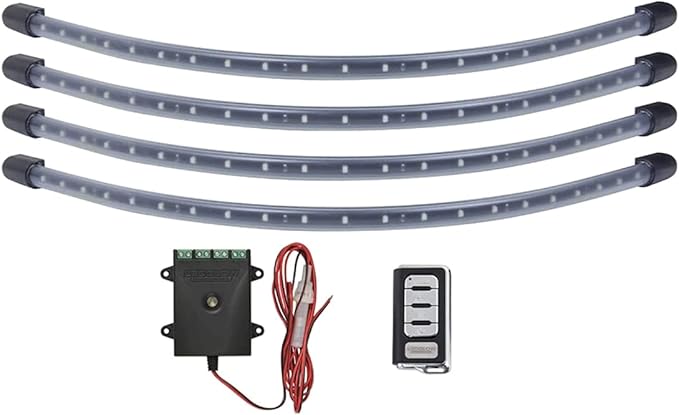 LEDGlow 4pc Green LED Golf Cart Underbody Underglow Accent Neon Light Kit for EZGO Yamaha Club Car - Water Resistant Flexible Tubes - Includes Control Box & Wireless Remote
