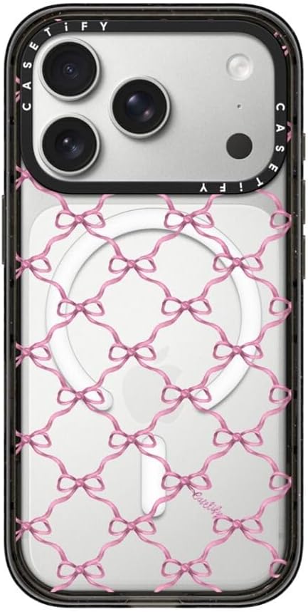 CASETiFY Impact iPhone 17 Pro Case [Slim/Compatible with Magsafe / 8.2 ft. 4X Military Grade Drop Protection] - Entwined in Ribbon - Clear Black