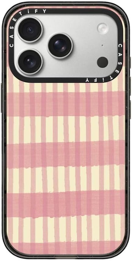 CASETiFY Impact iPhone 17 Pro Case [Slim/Compatible with Magsafe / 8.2 ft. 4X Military Grade Drop Protection] - Pink Summer Stripes - Clear Black