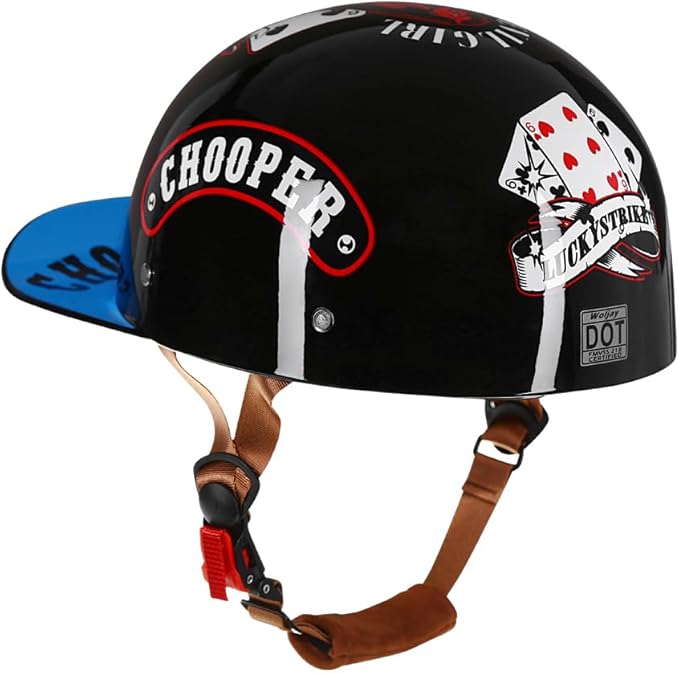 Vintage Retro Open Face Motorcycle Helmet Baseball Cap Half Helmets with pull-down Lens for Men Women Moped Cap Jet Scooter Street Cruiser - DOT Certified (Witch,X-Large)