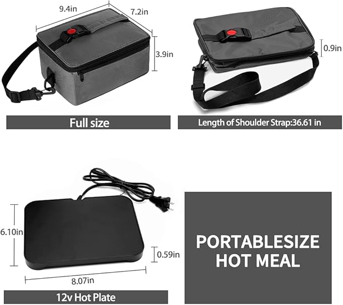 Portable Oven, 110V Portable Food Warmer Personal Portable Oven Mini Electric Heated Lunch Box for Reheating & Raw Food Cooking in Office, Travel, Potlucks and Home Kitchen (Gray)