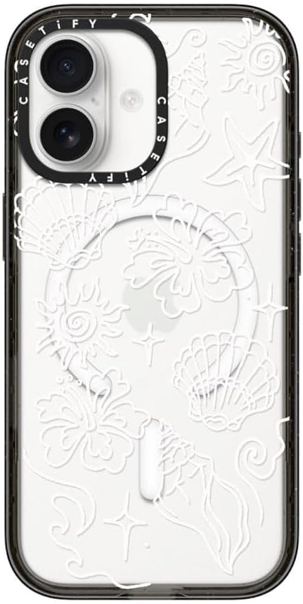 CASETiFY Impact iPhone 17 Case [Slim/Compatible with Magsafe / 8.2 ft. 4X Military Grade Drop Protection] - Sea Shore - Clear Black