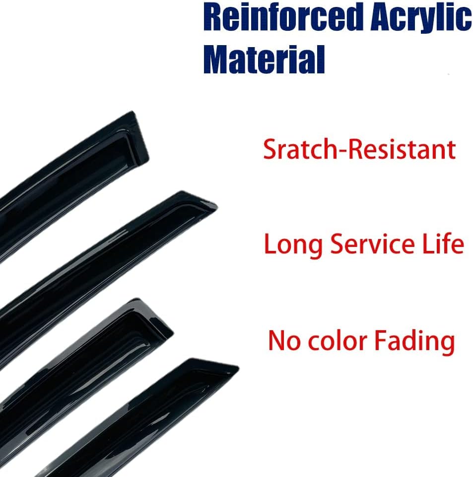 94143 Side Window Visor Wind Vent Deflector fit for 2007-2015 Mazda CX9,4pcs Dark Smoke Nice Looking Outside Mount Style Tape On Sun Rain Guards Set