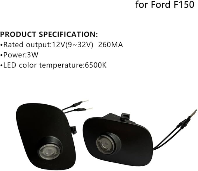 2Pcs Side Mirror Logo LED Welcome Light Puddle Lamp Projector Door Light Floor Light Accessories Suitable for Ford F150 F250 F350 2015 2016 2017 2018 2019 2020 2021 2022 2023 2024 2025