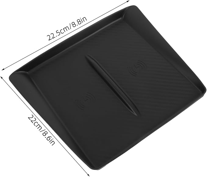 Wireless Charging Silicone Mat for Y Center Console Non-Slip Phone Holder Pad Silicone Material Easy Installation Black Car Interior Accessory