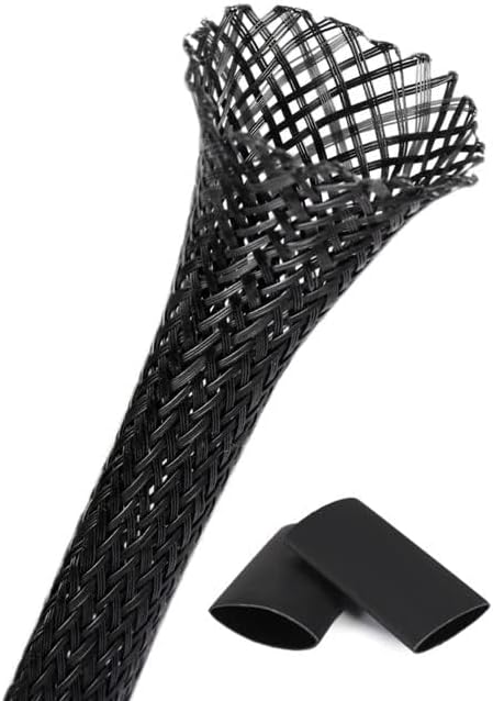 25ft - 3/4 Inch Cable Management Sleeve Protector,Wire Loom PET Expandable Wire Sleeving for Office TV Computer Home Theater Engine Bay Cord Organizer,Protect Cables from Pet Cat Dog Chewing,Black