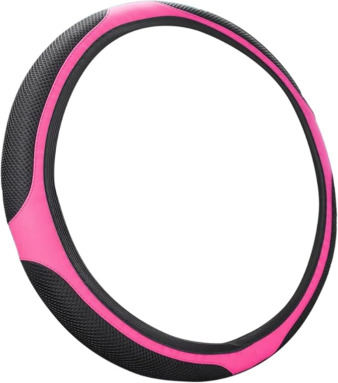 LoyaForba Car Steering Wheel Cover, Universal 14.5-15 Inch, Soft Anti-Slip Neoprene Protector for Steering Wheel, Breathable Odorless and Elastic Stretch, Car Accessory for SUV, Van, Truck (Pink)