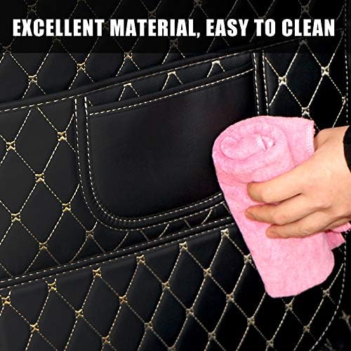Kick Mats Back Seat Protector 2 Pack Car Back Seat Cover Premium Fabric Odor Free Protect Your Leather Seat with 2 Storage Pocket