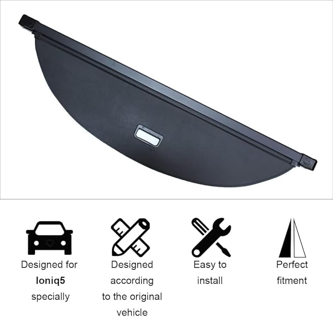 BestEvMod Retractable Trunk Cargo Cover Compatible with Hyundai Ioniq 5 2021-2026 Interior Accessories, Black Rear Trunk Cargo Shield Privacy Cover