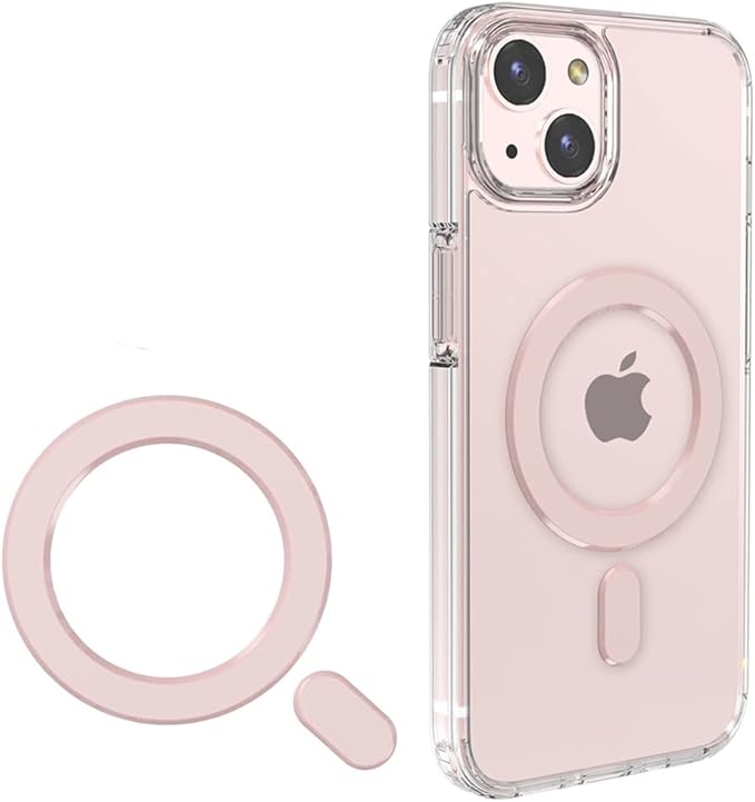 KALAPOP for Magsafe Universal Metal Rings Sticker Compatible with iPhone 15 Pro Max,15 Pro,15/14/13/12 Series,Samsung Galaxy,Google Pixel Series (Pink 1PCS Magnetic Ring)