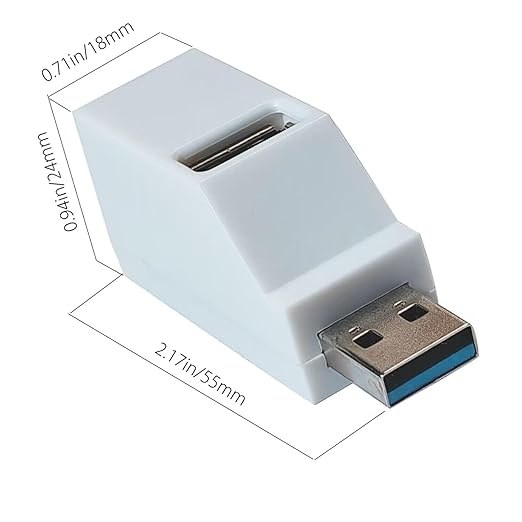 (2 Pack) USB 2.0 Splitter,3-Port USB 3.0 Hub, USB Port Expander Dongle Portable for PC, Laptop and More (White)