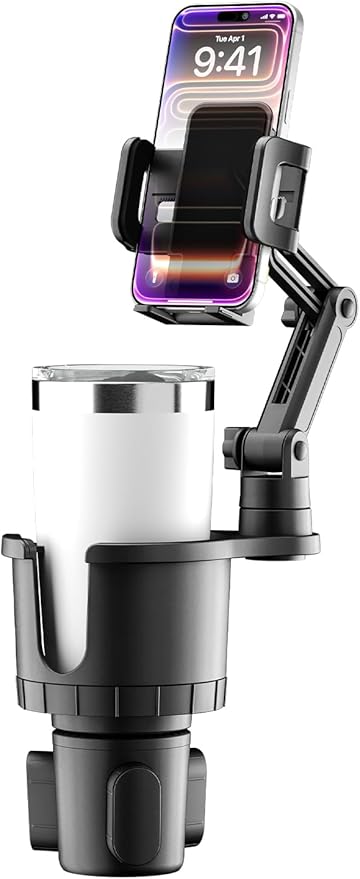 Bracketron Cup Holder Phone Mount for Car - TripGrip 2-in-1 Expandable Phone Holder with 360° Rotation & Ultra Stable Folding Support Legs, Fits Devices up to 3.5"