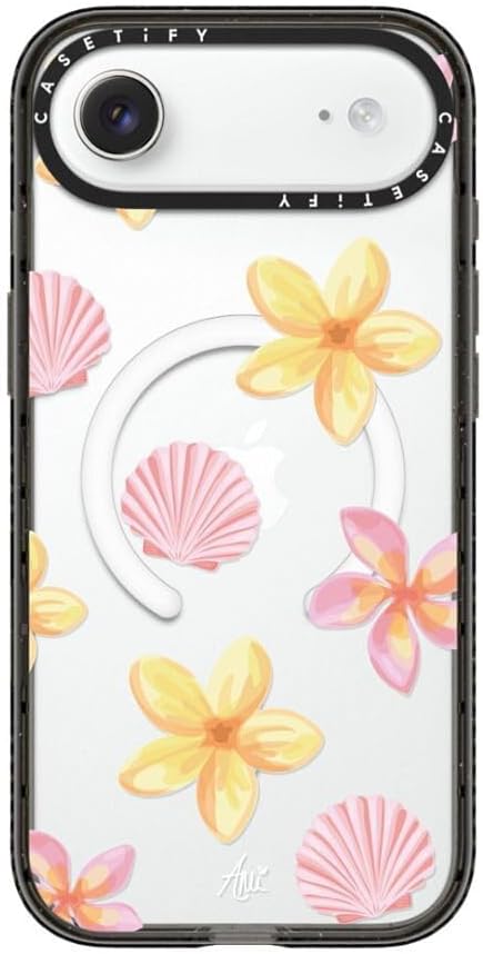 CASETiFY Impact iPhone Air Case [Slim/Compatible with Magsafe / 8.2 ft. 4X Military Grade Drop Protection] - Tropical Holibob - Clear Black