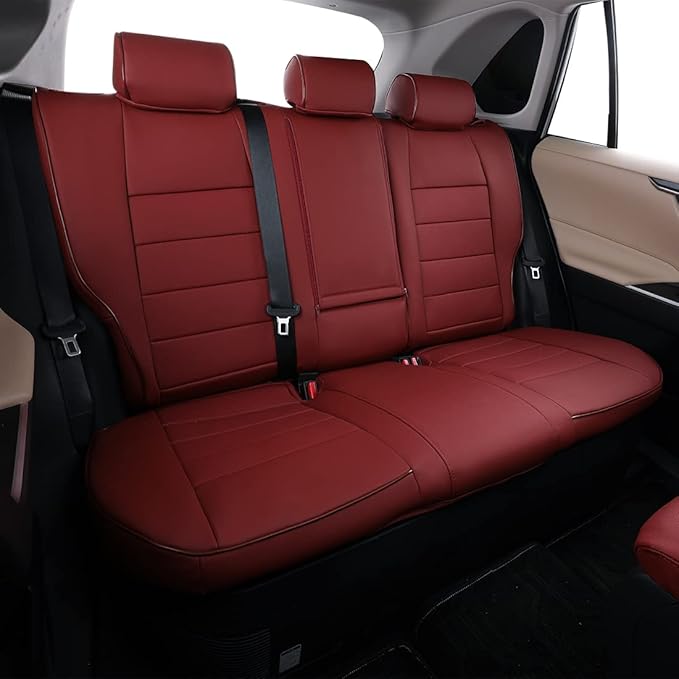 EKR Rav4 Seat Covers Custom Fit for Toyota Rav4 (Hybrid) LE/XLE Premium 2026, Leather Car Seat Cover Full Set for SUV,Faux Leather(Burgundy)