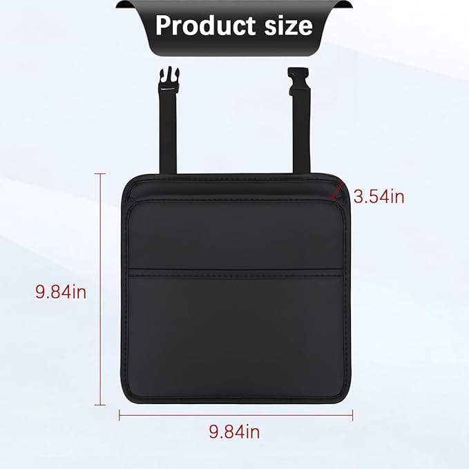 Zpana Car Seat Back Organizer, Leather Multipurpose Hanging Vehicle Backseat Headrest Storage Bag, Automotive Pouch Pocket Organizer for Kids & Adults, Universal for Truck SUV Sedan (Black)