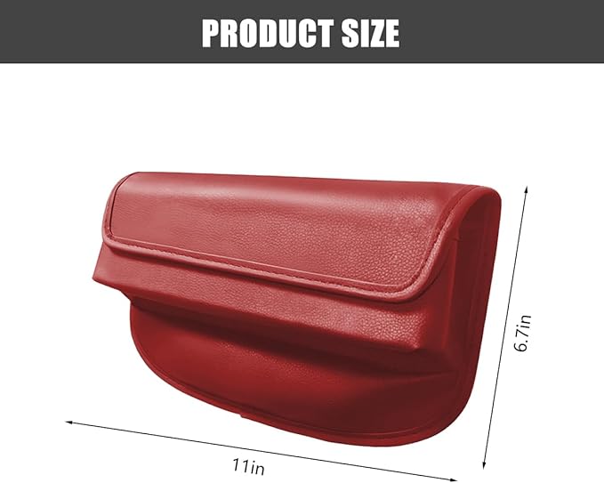 Car Seat Gap Filler Organizer, Leather Vehicle Side Seat Gap Storage Box with Lid for Phone Key Card, L-Capacity Auto Interior Organization, Universal for SUV Sedan Truck (Wine Red)