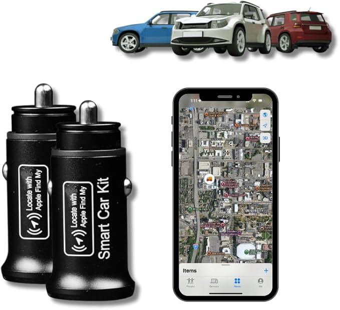 Smart Car Charger [2-Pack] – Certified Dual USB-C Fast Charging Adapter, Anti-Loss Tracker, Find My Compatible, Precise Navigation, Works with iPhone & More