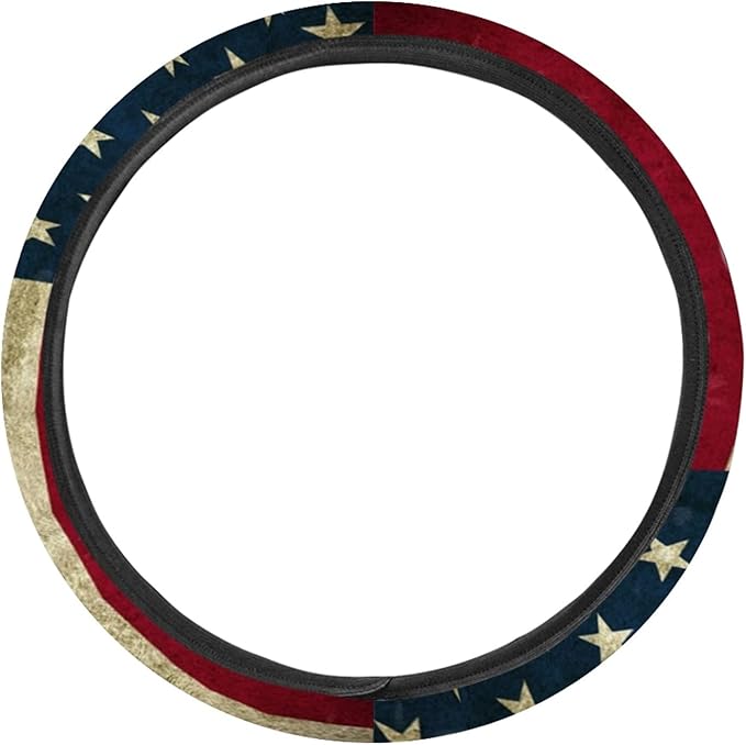 AFPANQZ America Flag Deisgn Car Steering Wheel Covers Non-Slip Universal 14 to 15 inch Fit Almost Cars Steering Wheel Cover Elastic Protection Sweat Absorption Automotive Decor