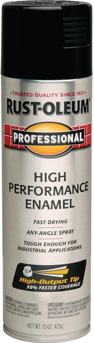 Rust-Oleum 7579838 Professional High Performance Enamel Spray Paint, 15 Oz, Gloss Black