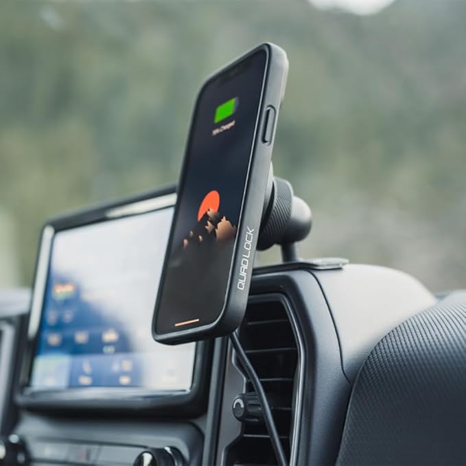 Quad Lock Adhesive Dashboard/Console Car Phone Holder Kit with MAG Wireless Charging Head V2 and MAG Phone Case for iPhone 17 Air