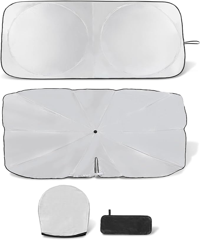 Retractable Windshield Sun Shade for car Windshield Sun Shade,99% UV Blocking,Long-Frequency and Short-Frequency Demand,Small(Sunshade 59.06"x27.56",Umbrella 55.12"x31.5")