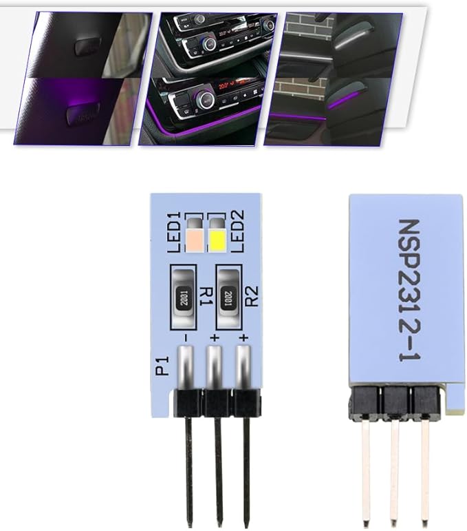 NJSBYL 2PCS Purple-White Interior Ambient Lighting Circuit Board for B-MW 2 3 4 5 7 Series M2 M3 M4 X5 X6 X7 Pre-LCI LCI B-Pillar Front Seatback Sound Climate Control Lamp LED Light Replacement