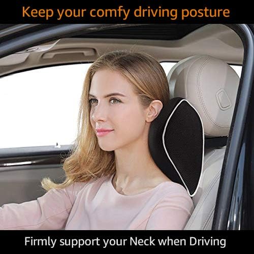 Car Neck Support Pillow for Neck Pain Relief When Driving,Headrest Pillow for Car Seat with Soft Memory Foam – Black